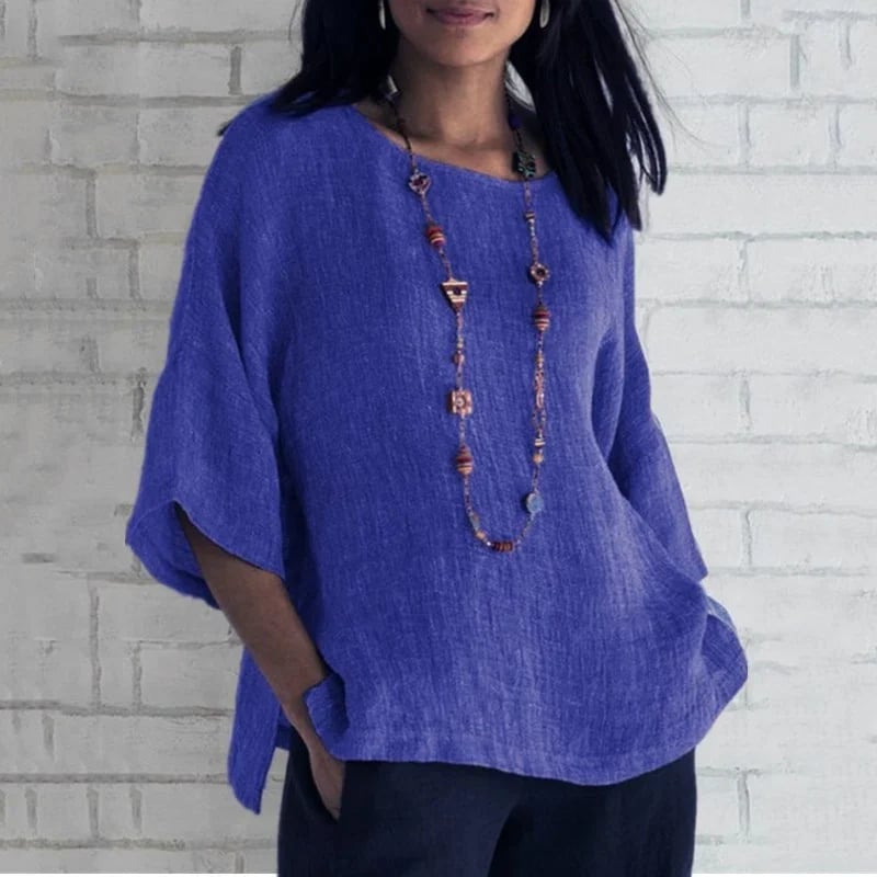 Spring 2024 fashion solid color cotton linen top
